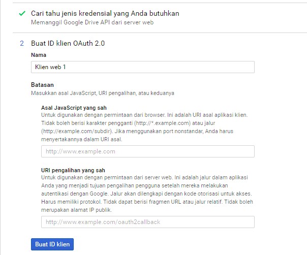 Memanggil Google Drive API dari server web