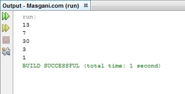 Contoh output Operator Aritmatika Di Pemrograman Java