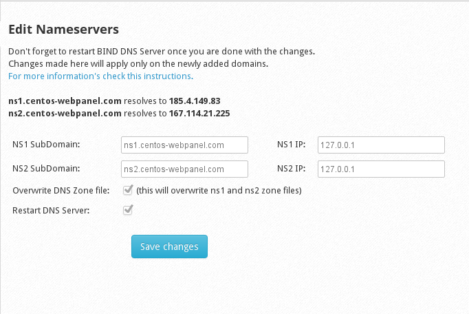 Edit Nameservers