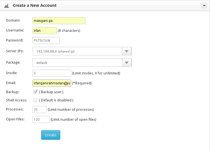 menambahkan user account di cw[