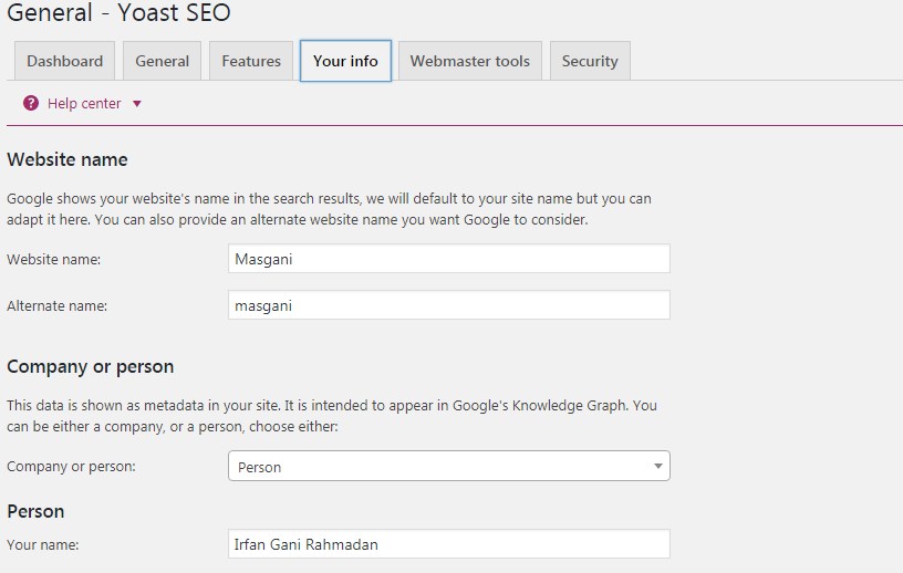 General - Yoast SEO - Your Info