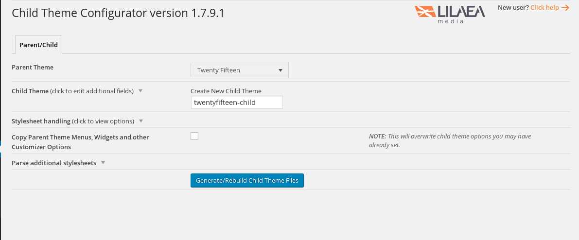 membuat child theme