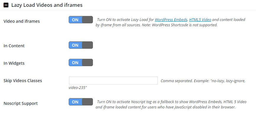 Lazy Load Videos and iframes