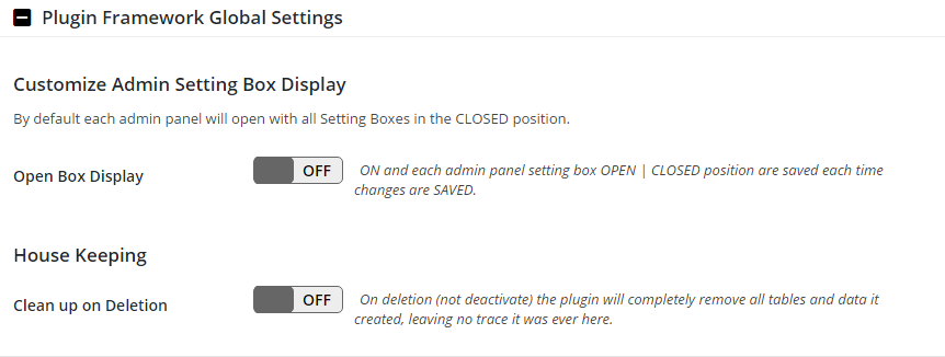 Plugin Framework Global Settings