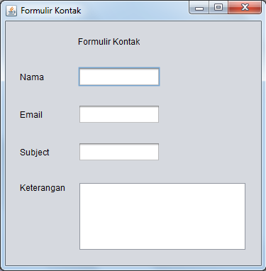 Contoh Tampilan Formulir Kontak
