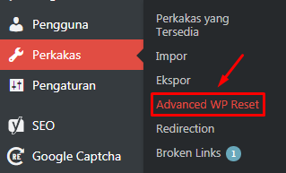wp reset menu