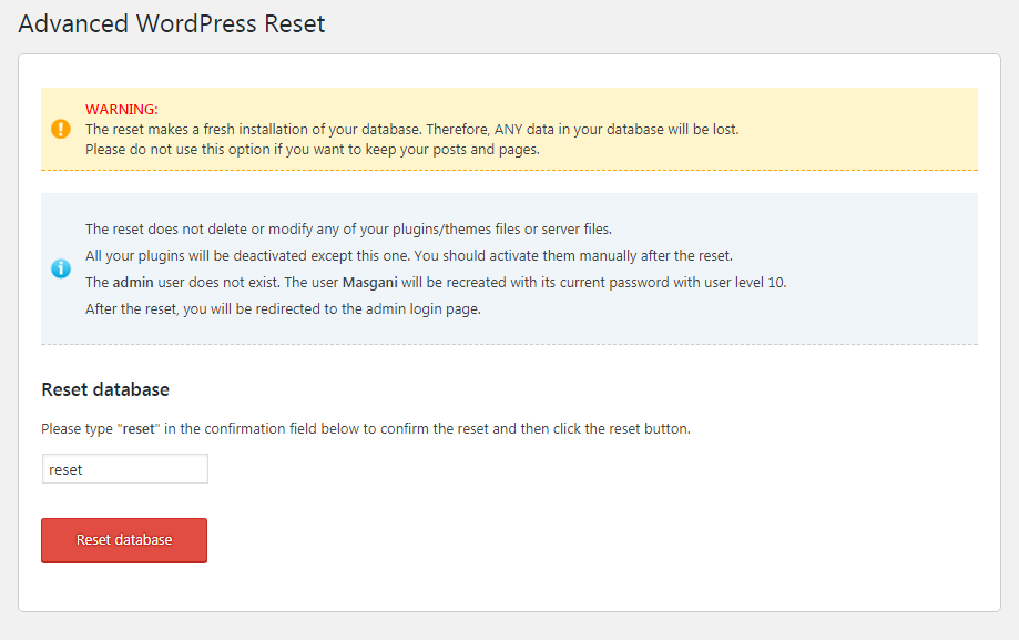 verifikasi reset database