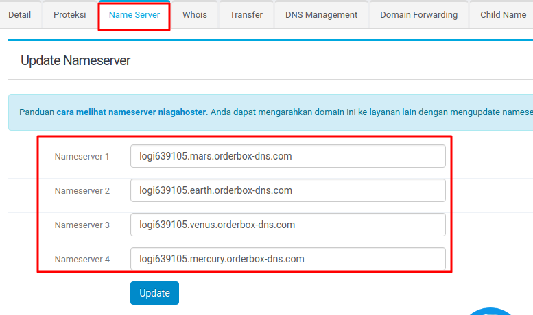 Merubah nameserver di Niagahoster
