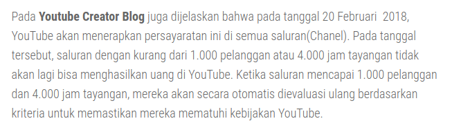 Perubahan persyaratan YouTube 2018