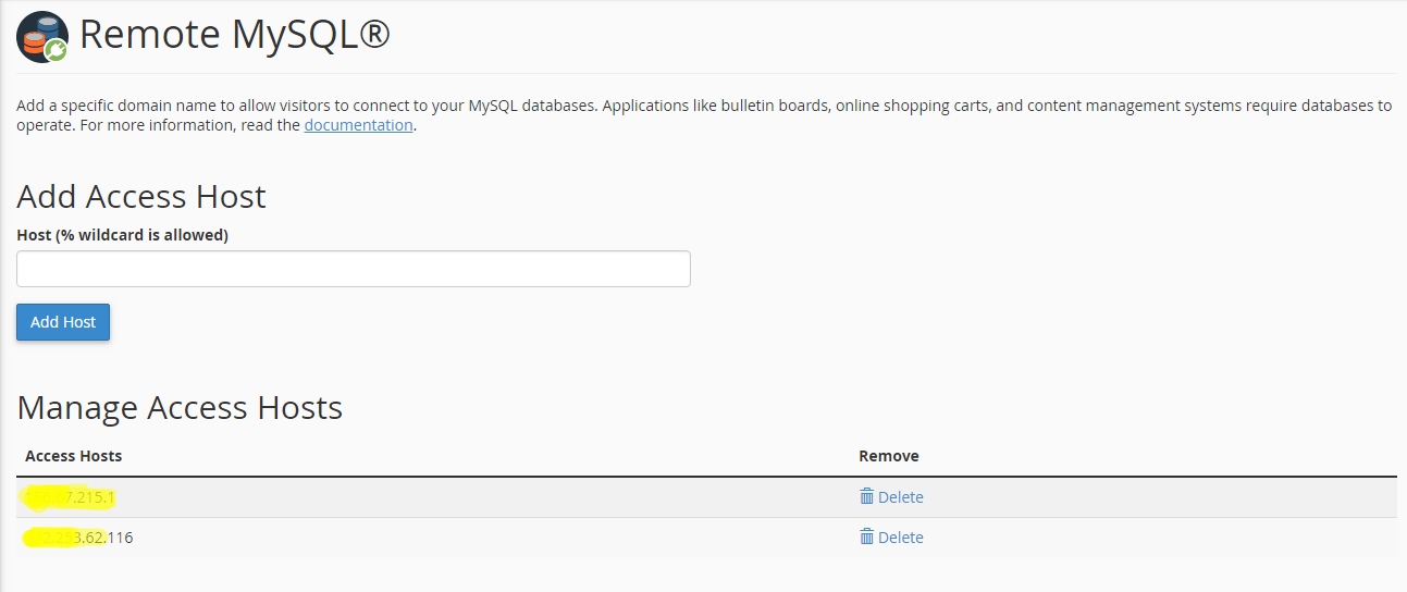 Add Access Host - Cara Menggunakan Remote MYSQL Di cPanel