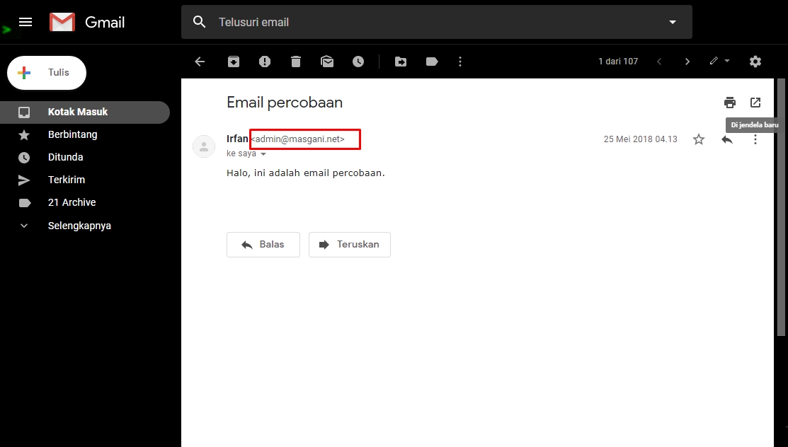 contoh percobaan email