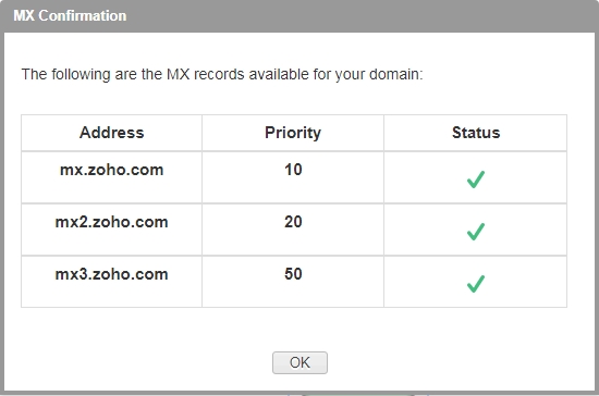 mx lookup zoho mail