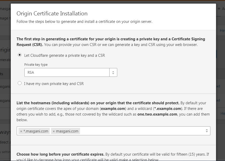 Cloudflare - Origin Certificate Installation